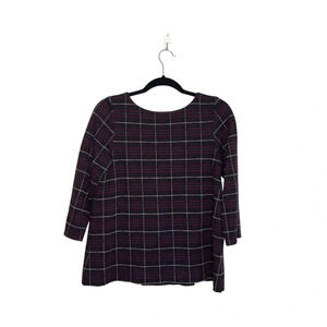 J. Jill Ponte Bordeaux Plaid Print Burgundy Heavyweight Top Small Women’s